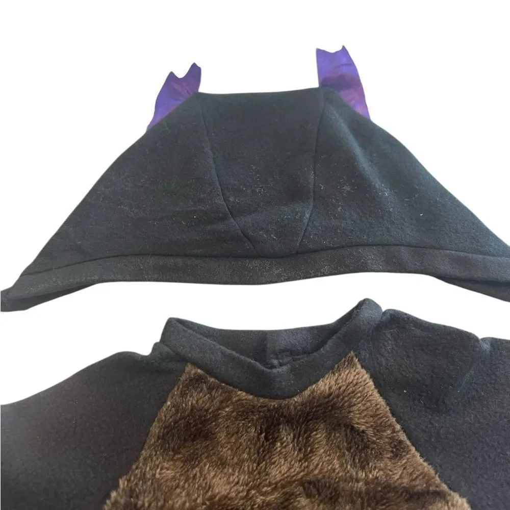 My First Halloween Lil Bat Costume Separate Hat Black Purple Wings  Size Infant